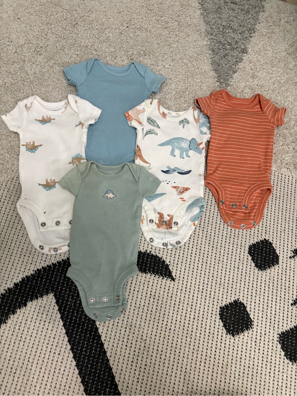 Carter's Preemie Dino Set of 5 Onesies